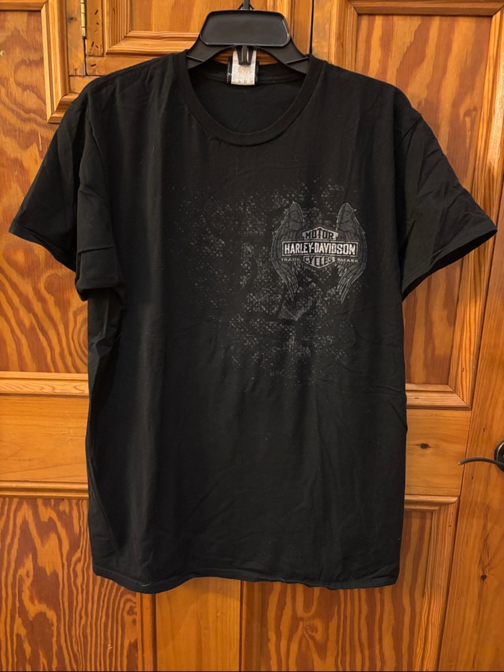 Harley-Davidson Black Short-Sleeve Logo Tee with Subtle Gray Print